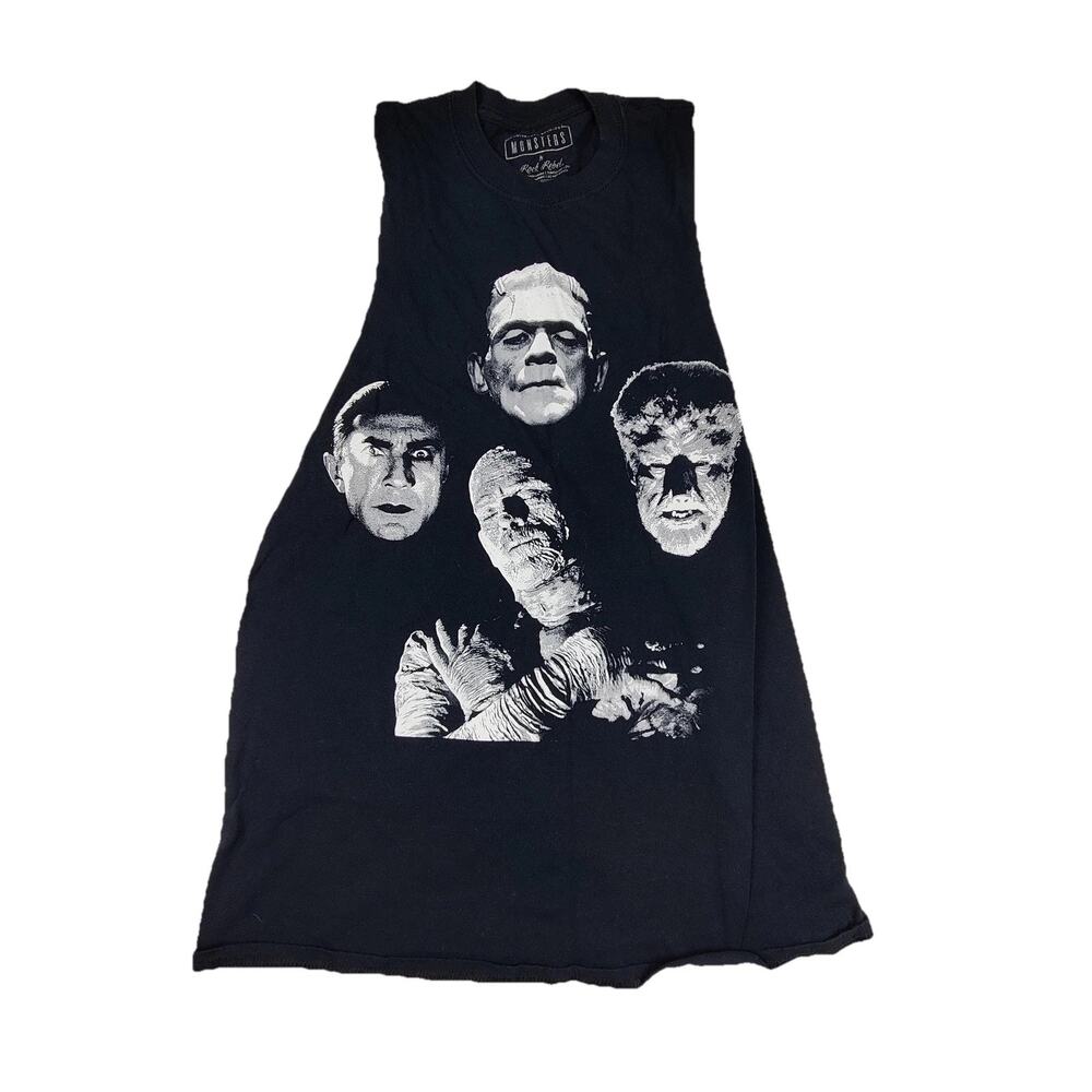 Rock Rebel Shirt Mens Medium Black Sleeveless Universal Monsters Graphic Tank